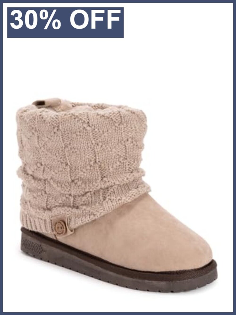 MUK LUKS Laurel Ankle Boots Faux Suede Faux Shearling Knit